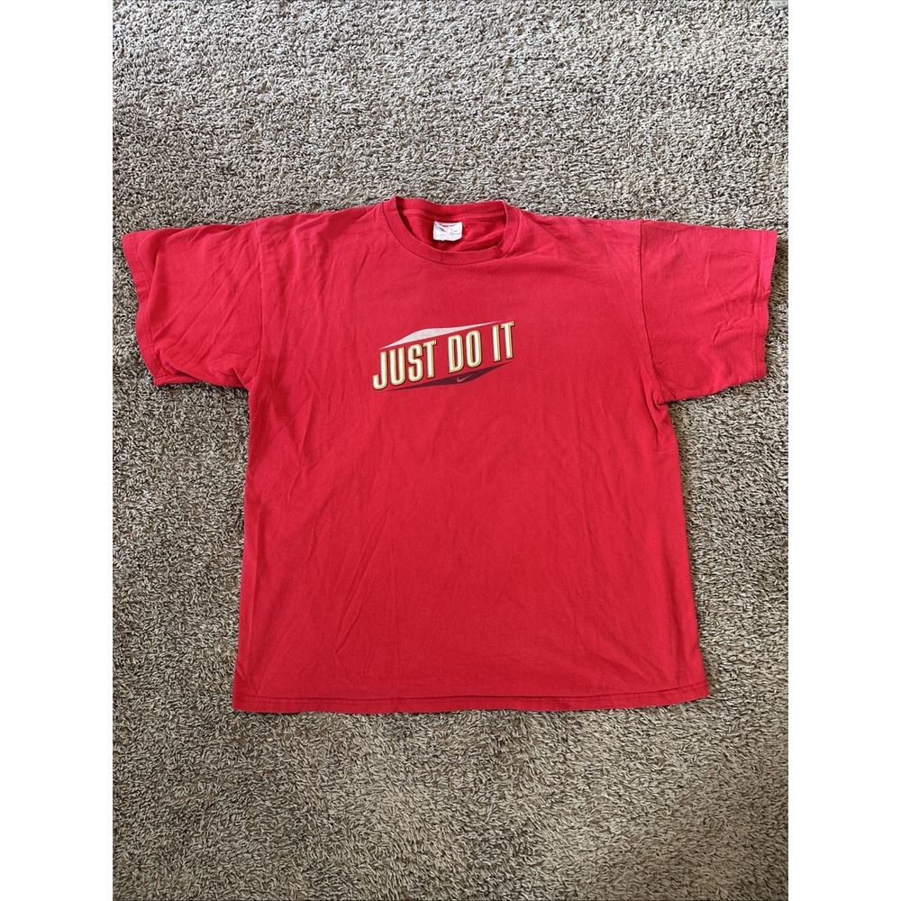 Vintage Nike Shirt Mens XL Red Tee Just Do It 90s Spellout Swoosh